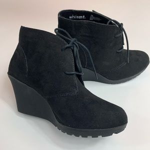Wedges suede booties black womens 7 CS0268